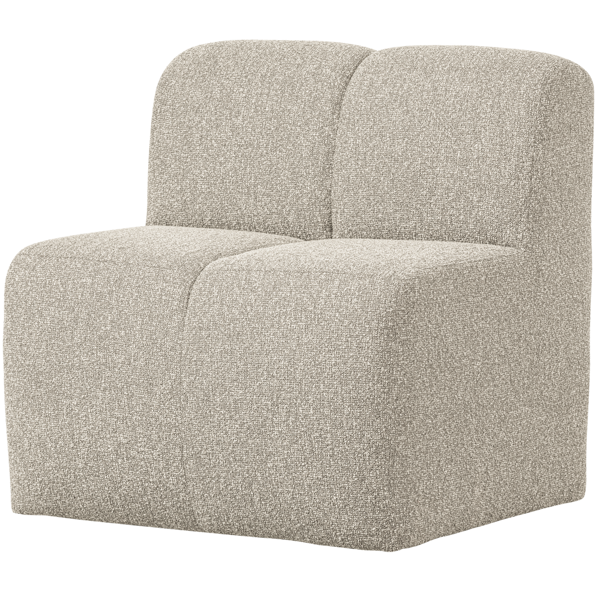 WOOOD Mojo spisebænk med ryglæn betrukket med beige melange bouclé stof
