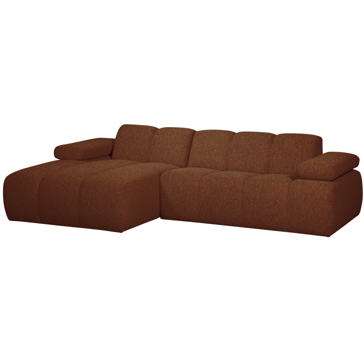 WOOOD Mojo sofa med venstre chaiselong i rustbrun melange bouclé stof