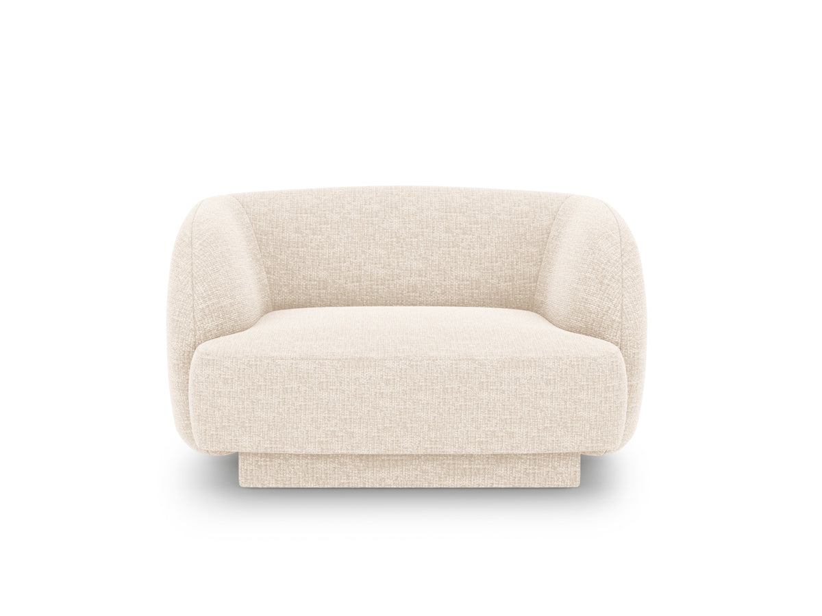 Micadoni Miley lænestol med armlæn i beige chenille og sort plast