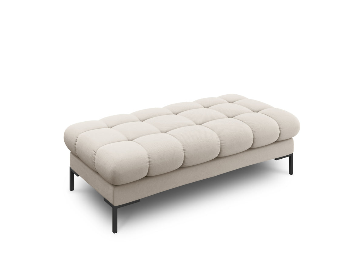 Micadoni Mamaia bænk med to sæder i beige stof og sort metal, 62x133x41