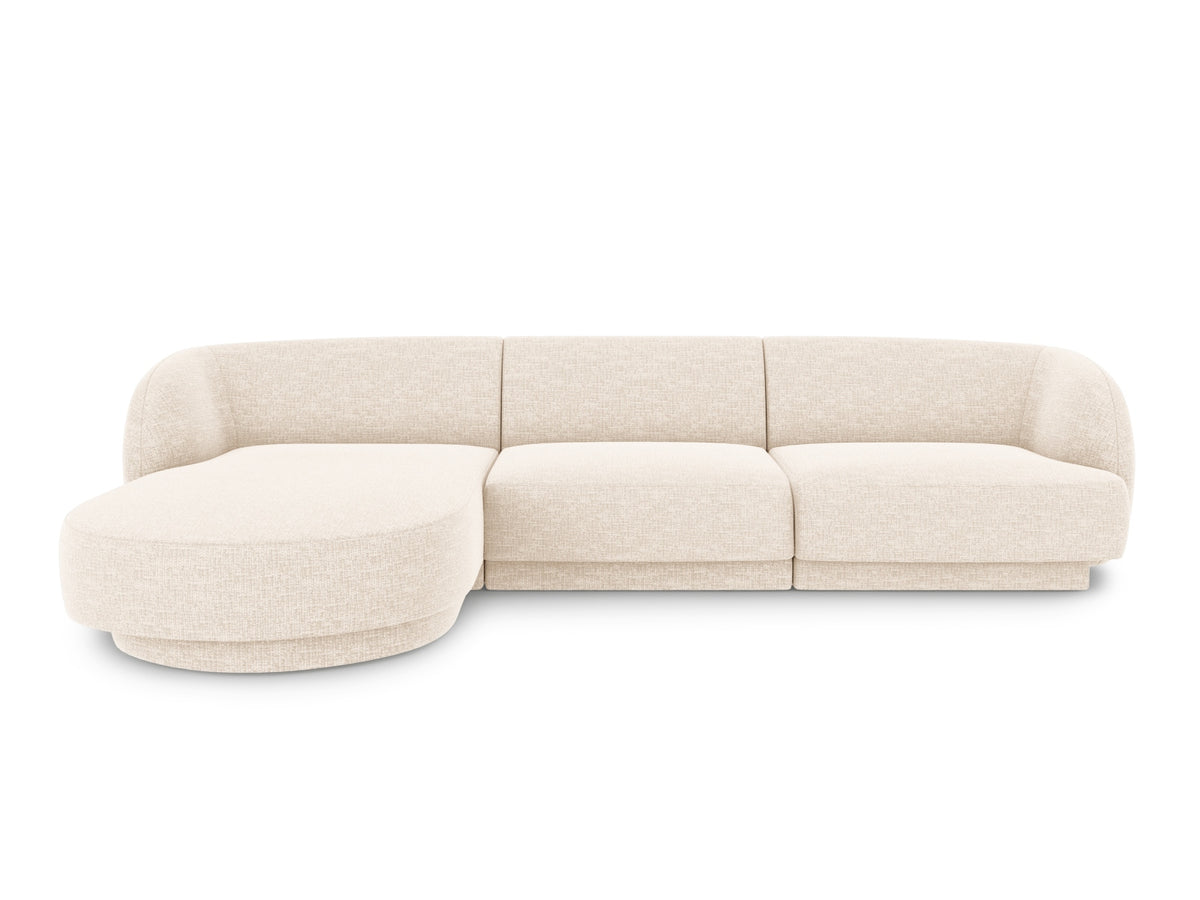 Micadoni Miley hjørnesofa i beige chenille og sort plast med fire sæder