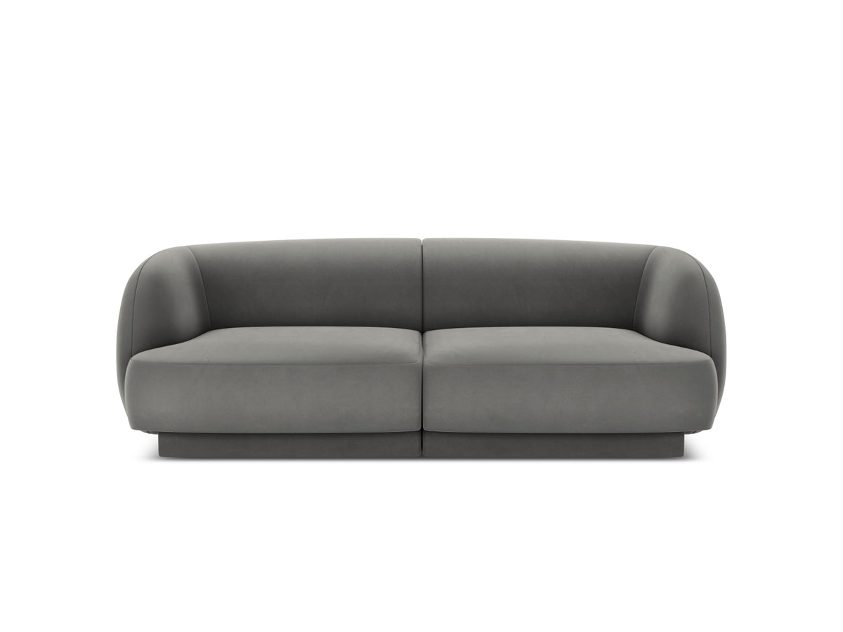 Sofa Miley fra Micadoni med to sæder i grå fløjl og sort plast