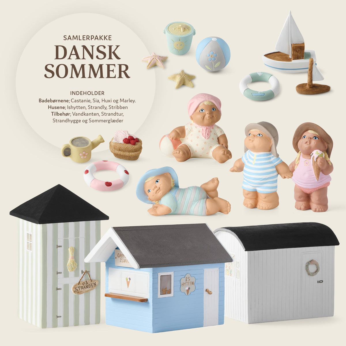 Klarborg Dansk Sommer Samlerpakken med badebørn og sommerhuse