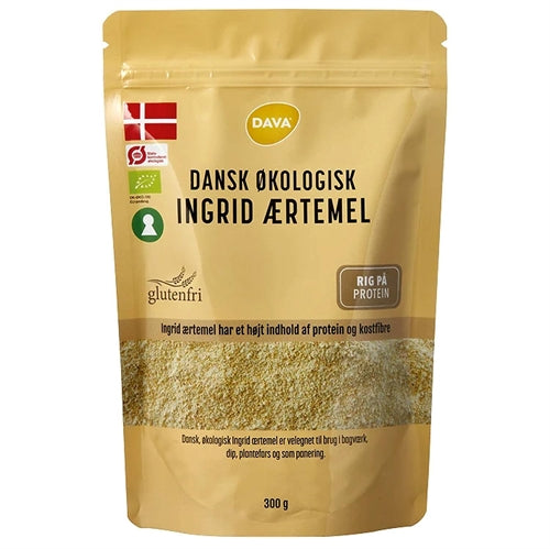 Pakke med DAVA Ingrid ærtemel, dansk og økologisk, 300 gram