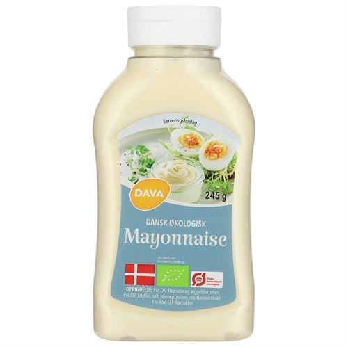 Glas med DAVA økologisk mayonnaise, 245 g