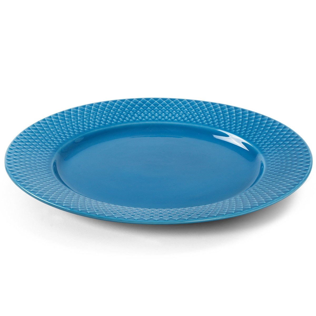 Blå Rhombe Color middagstallerken fra Lyngby Porcelæn, 27 cm i diameter