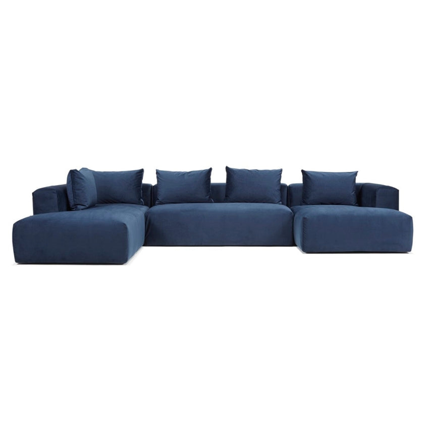 Nordly Cozy blå u-sofa med chaiselong