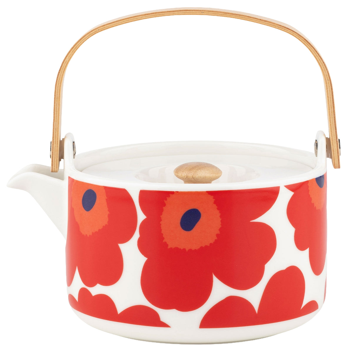 Marimekko Unikko tekande 7 dl med blomstermønster i hvid, rød og blå