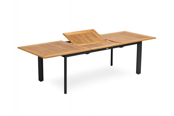 Se Dina Alu/Teak udtræksbord - 100x200/280 cm ❤ Billig fragt og hurtig levering - Varenummer: Havemøbelland-DK4039 - Udsalg på HAVEBORDE - Teak haveborde Spar helt op til 79% - Stort udsalg på over 739 brands
