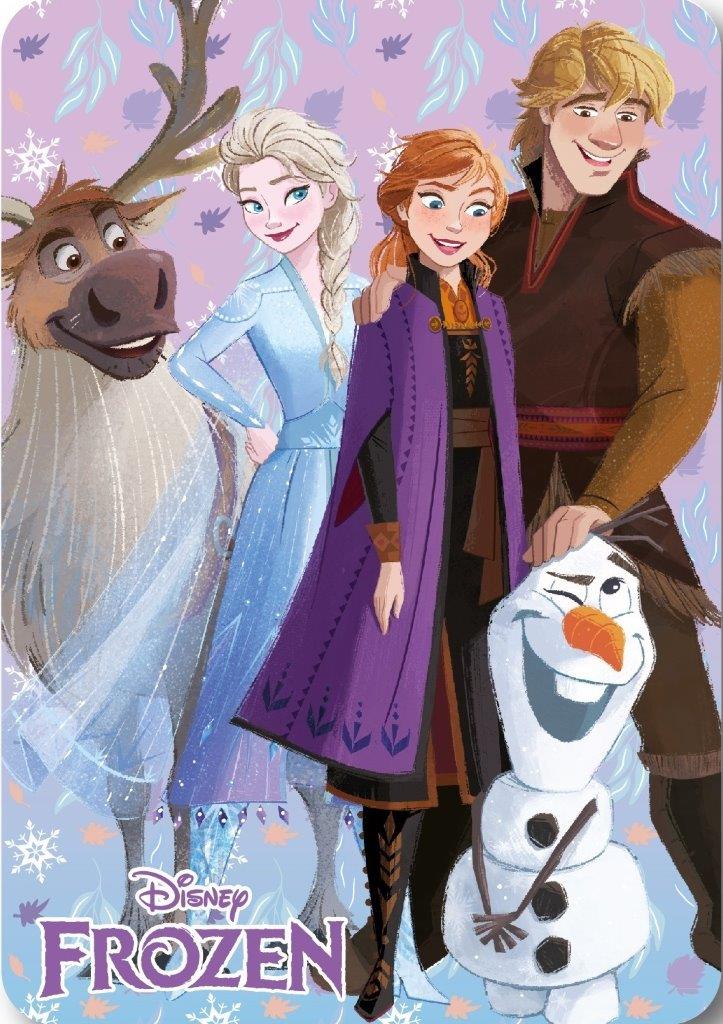 Fleece tæppe med Elsa, Anna, Kristoff, Olaf og Sven fra Disney Frozen