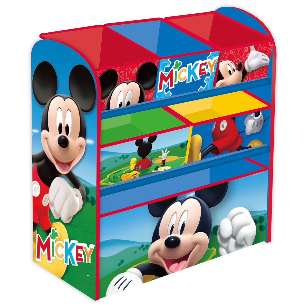 Arditex Disney Mickey træreol med seks tekstilkurve til opbevaring