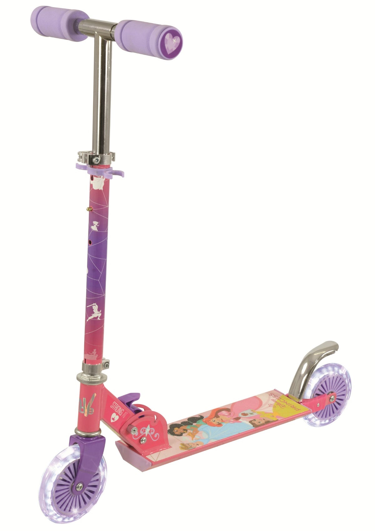 Foldbart Disney Prinsesse-løbehjul fra MV Sports med LED-hjul