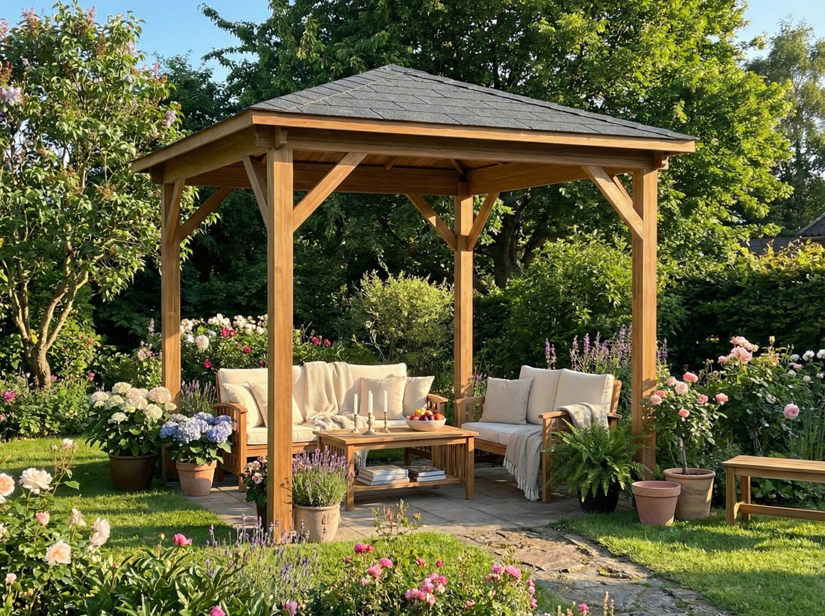 Åben gazebo-pavillon Ditte, 9 m², i moderne design fra Sølund Huse