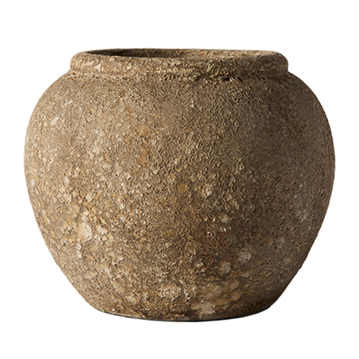 Beige Luna vase på 25 cm fra Muubs med taktil overflade