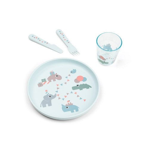 Done by Deer Foodie spisesæt Celebration med tallerken, glas og bestik