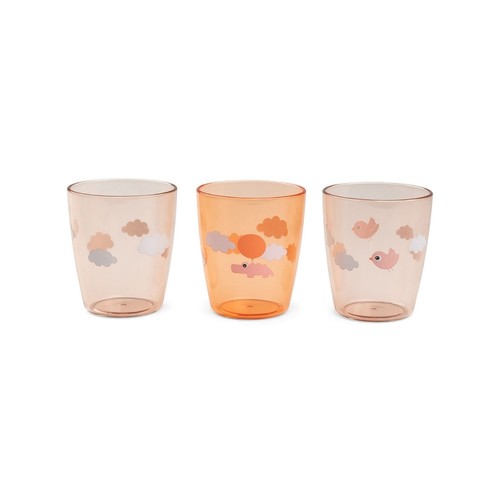 Done by Deer Yummy mini glas, sæt med tre glas med Croco, Birdee og Happy clouds