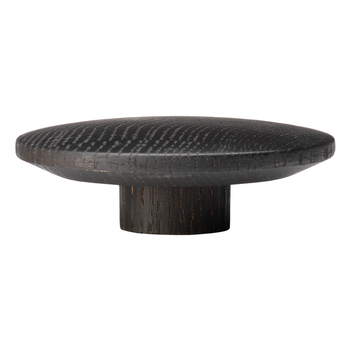 Naga stor træknop i sortmalet egetræ, diameter 9 cm, til knage eller møbelknop