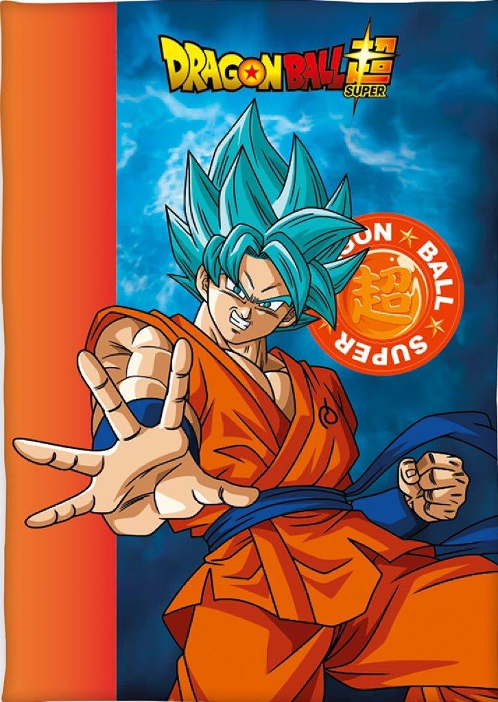 Fleece tæppe med Goku i Super Saiyan Blue-form fra Dragon Ball Super