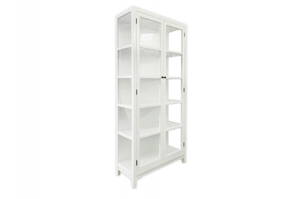 Drejø Vitrineskab - 198x92,5x38 cm Køkkenblå/Hvid