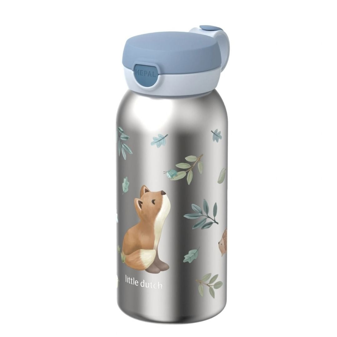 Blå drikkedunk med fliplåg og motiver, 600 ml, fra Mepal x Little Dutch