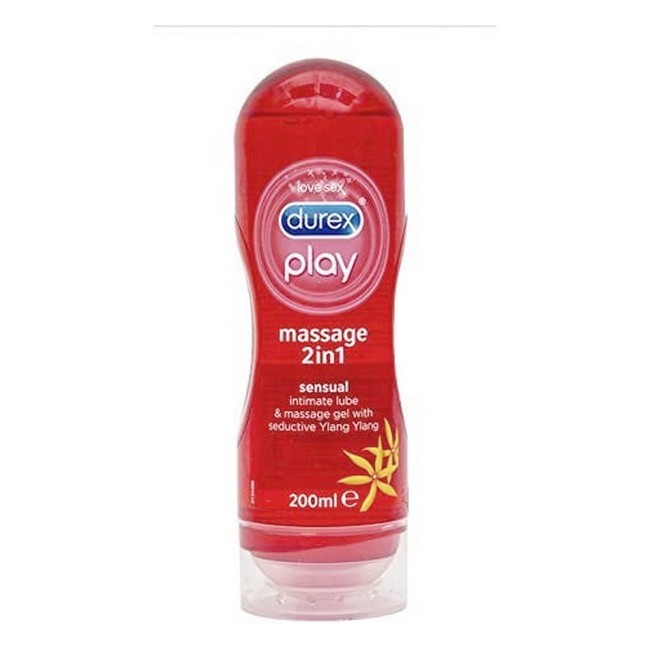 Flaske med Durex Play Massage Gel 2in1 Ylang Ylang, 200 ml