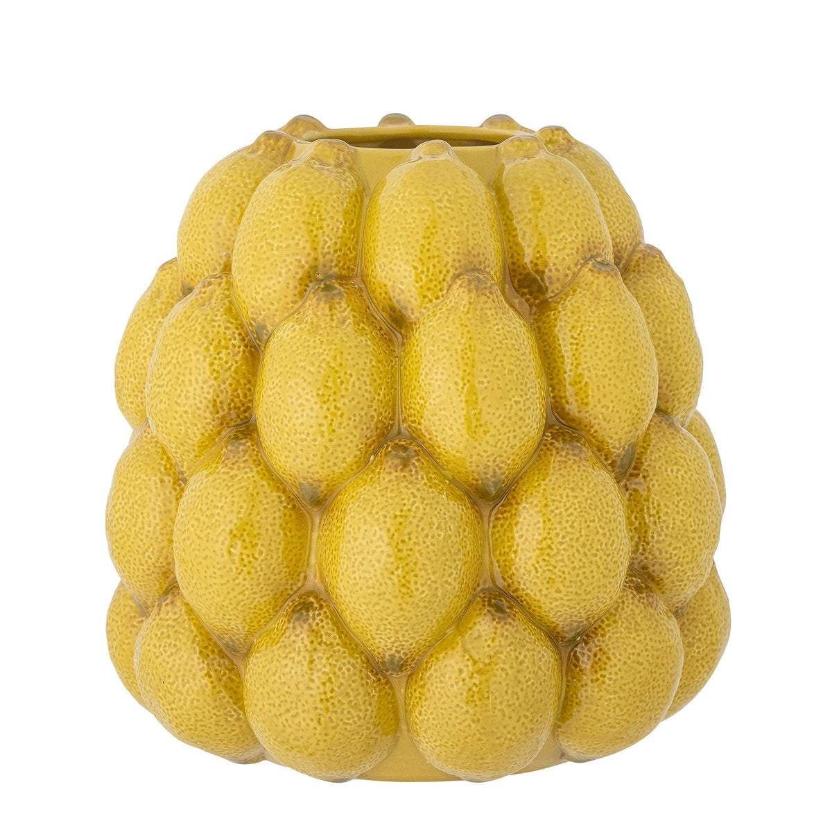 Limone vase i gul stentøj dekoreret med citroner fra Creative Collection