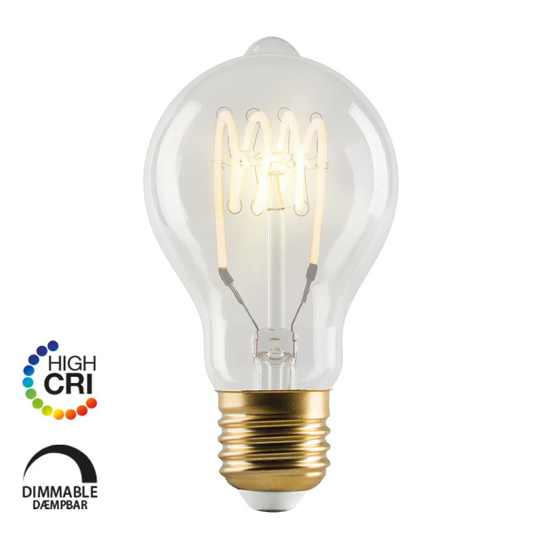 Klar Vintage A60 spiral LED pære fra E3 Light med E27-sokkel