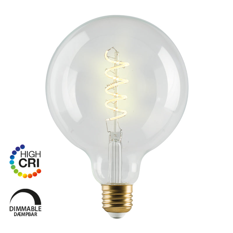 Klar Vintage G125 spiral LED pære fra E3 Light med E27-sokkel