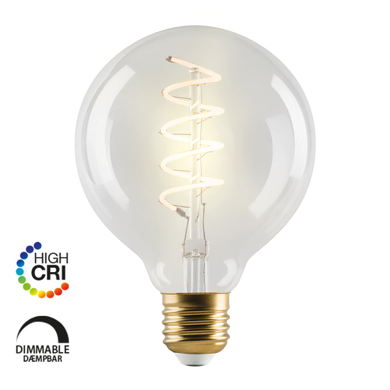 Klar dekorativ E3 Light Vintage G95 Spiral LED pære med E27-sokkel