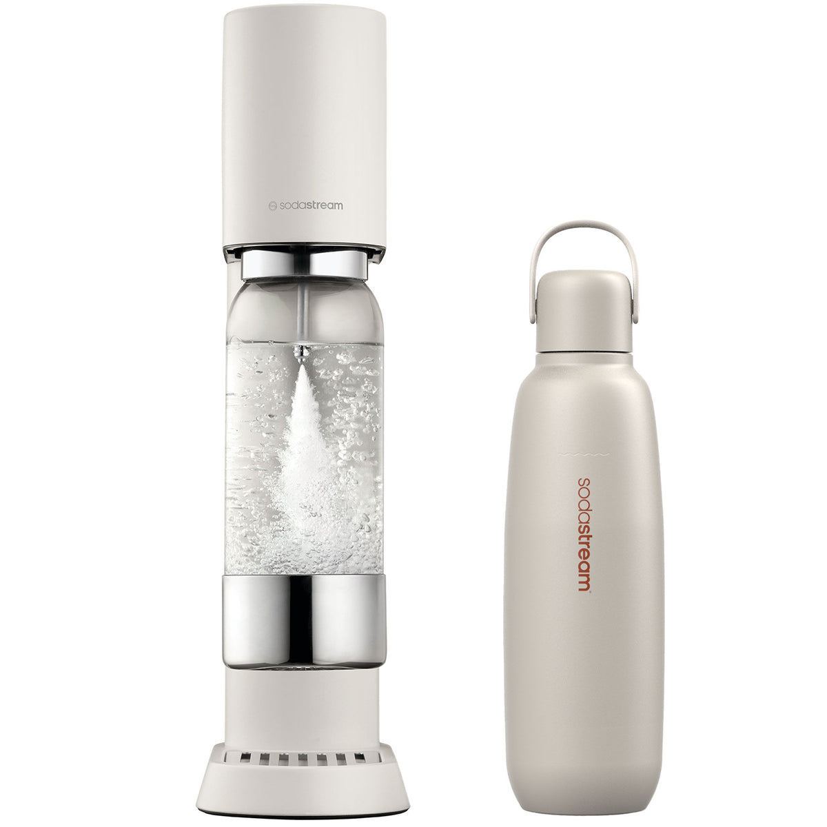 Sodastream EnsÅ sodavandsmaskine i mat sand med isoleret termoflaske