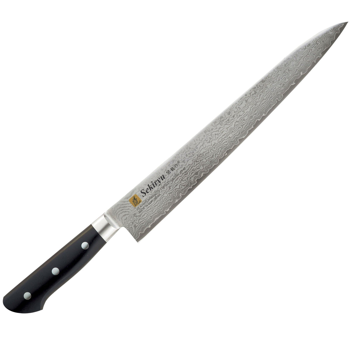 Sekiryu Damask filetkniv på 27 cm med damaskmønstret blad