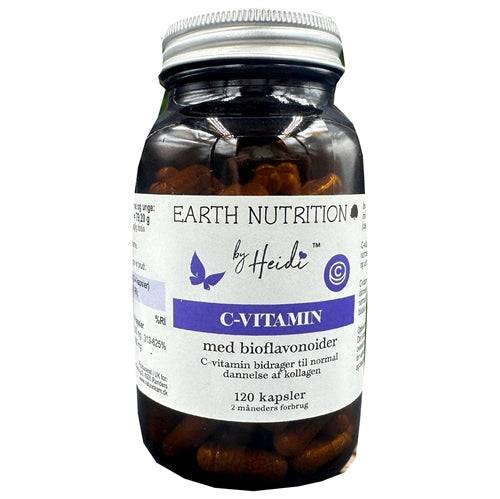 Pakning med C-vitamin med bioflavonoider Food-State, 120 kapsler, fra Earth Nutrition