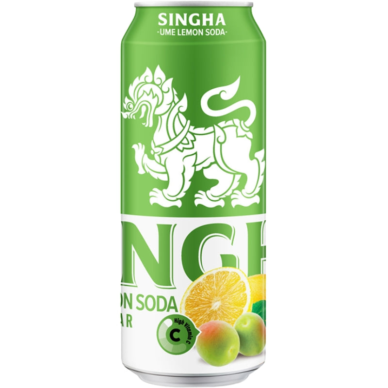 Dåse eller flaske Singha Soda med smag af ume og lemon, 33 cl