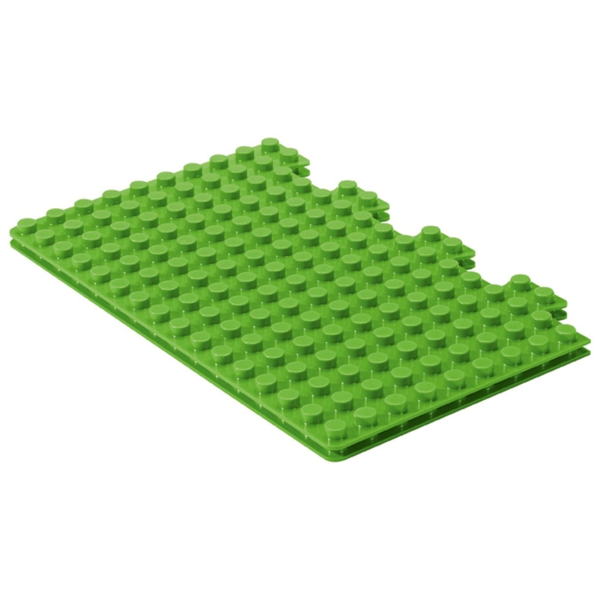 Grønt børnedækkeserviet Twin med plads til byggeklodser som Lego Duplo