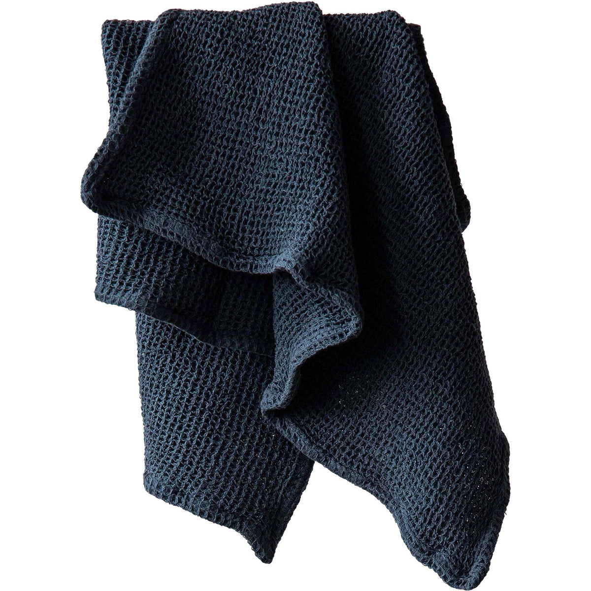 Blåt Nella håndklæde i vaffelvævet økologisk bomuld fra Tell me more