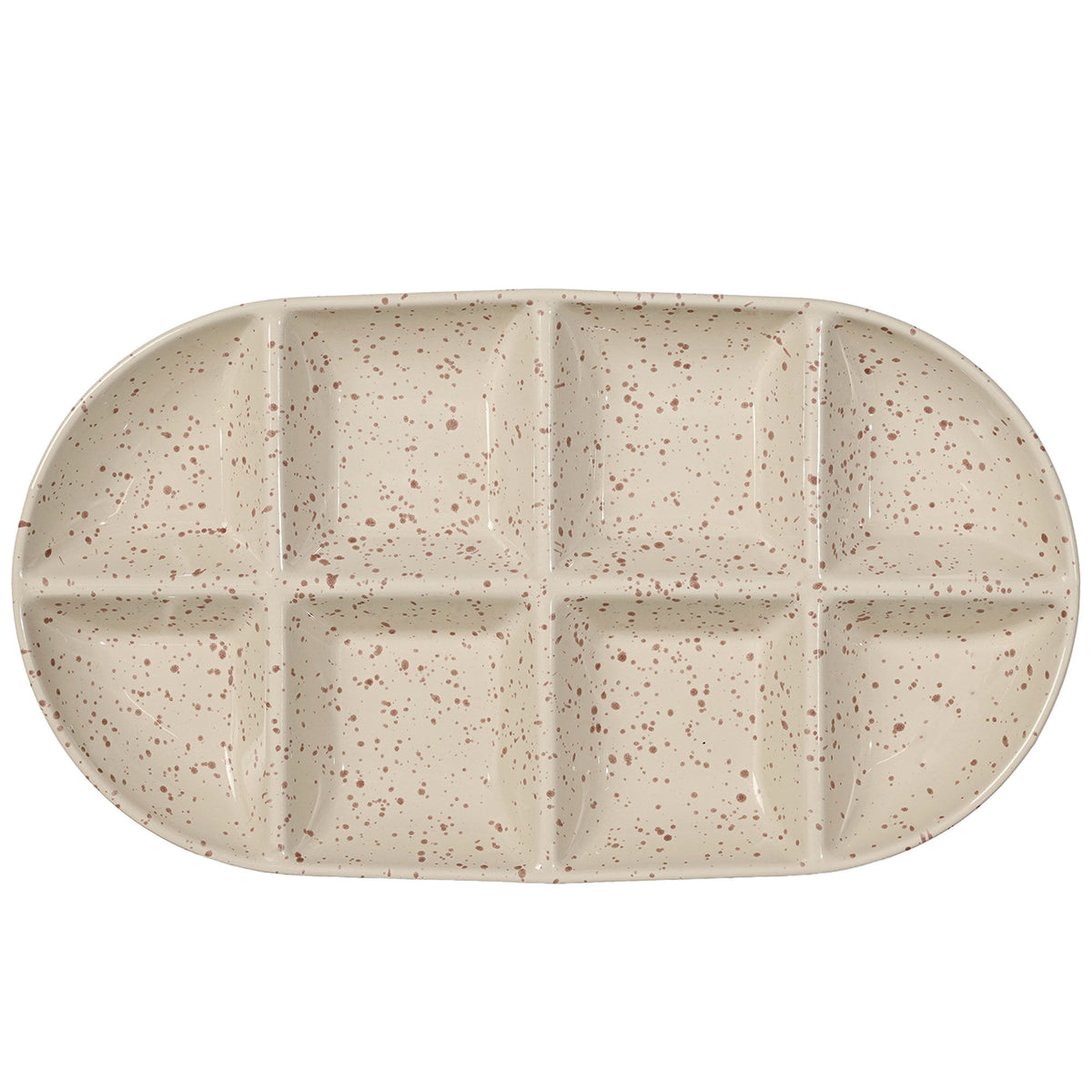 Sagaform Ditte ovalt serveringsfad large i beige og bordeaux