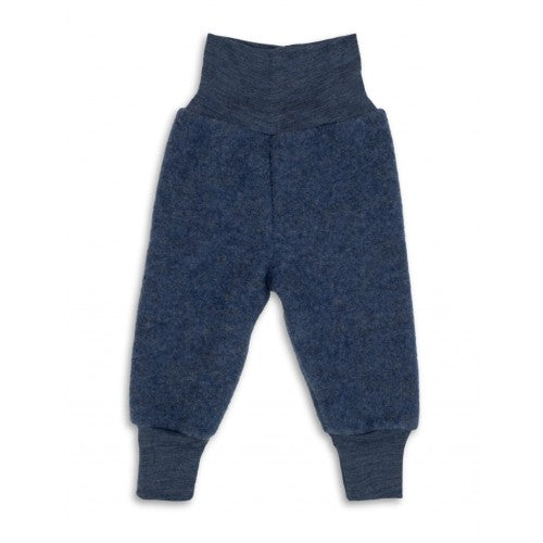 Engel bukser i blå melange 100% merino uld til baby i størrelse 74/80