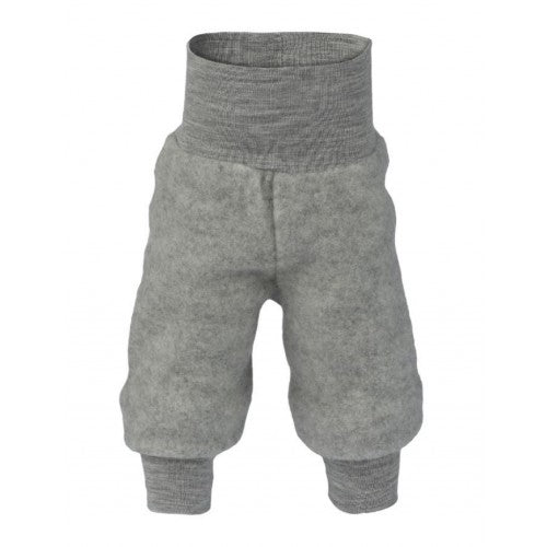 Engel babybukser i 100 % merinould i light grey melange, størrelse 74/80