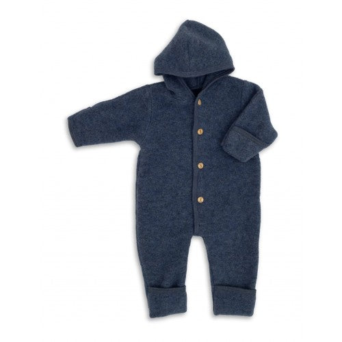Engel heldragt i økologisk merino uld til baby i blue melange, størrelse 62/68