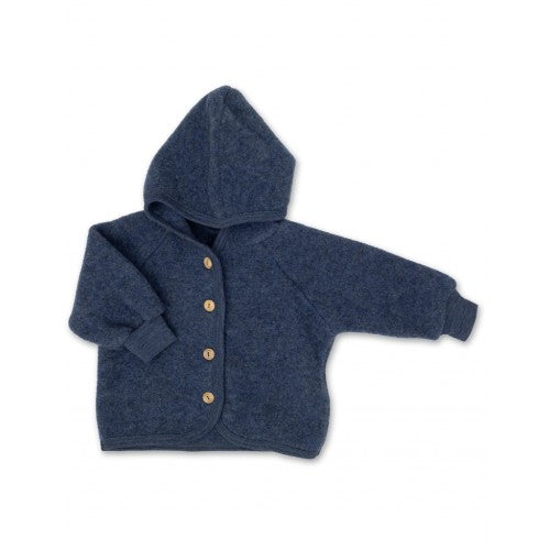 Engel uldjakke med hætte til baby i blue melange, størrelse 74/80