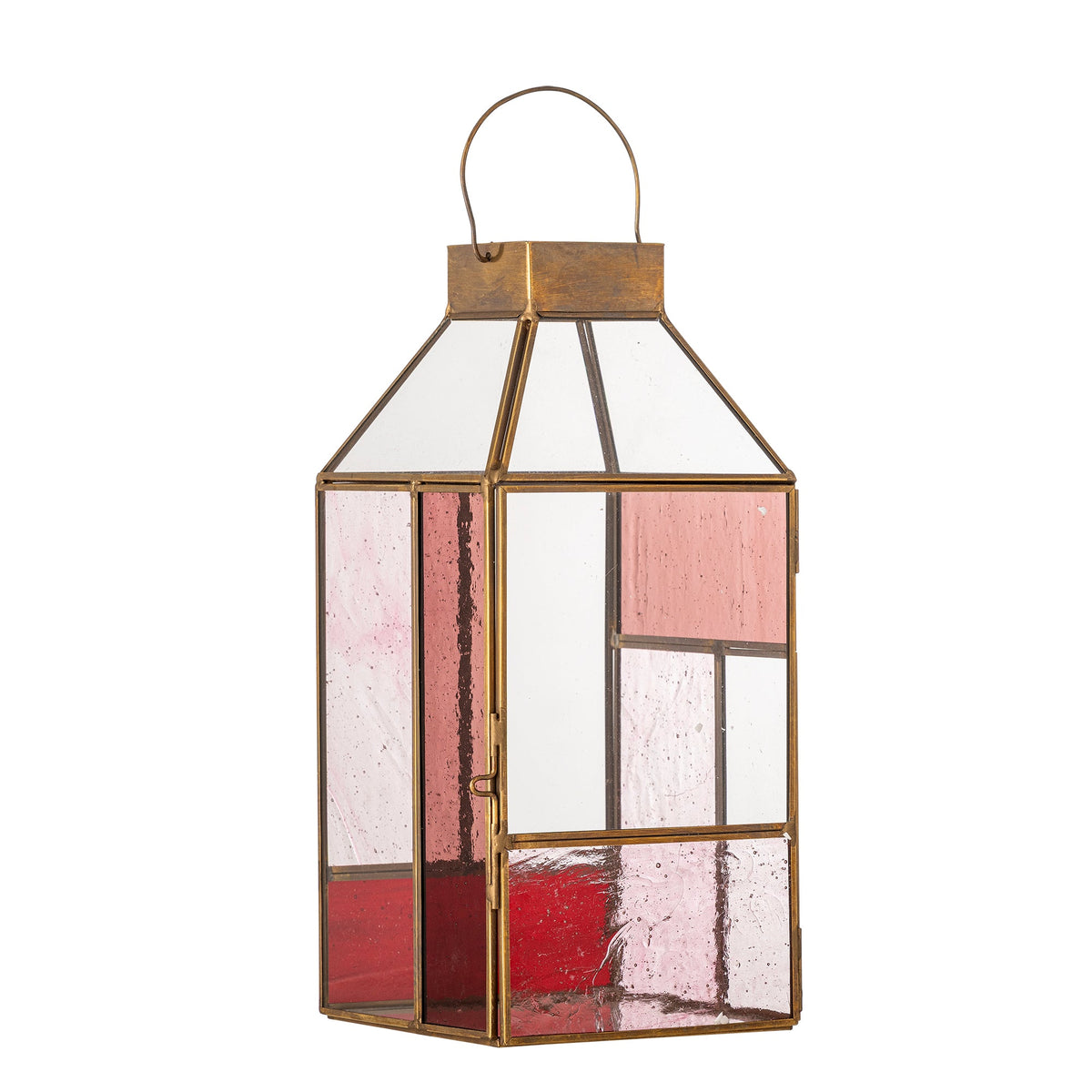Drew lanterne fra Bloomingville i rosa glas med messingfarvet ramme