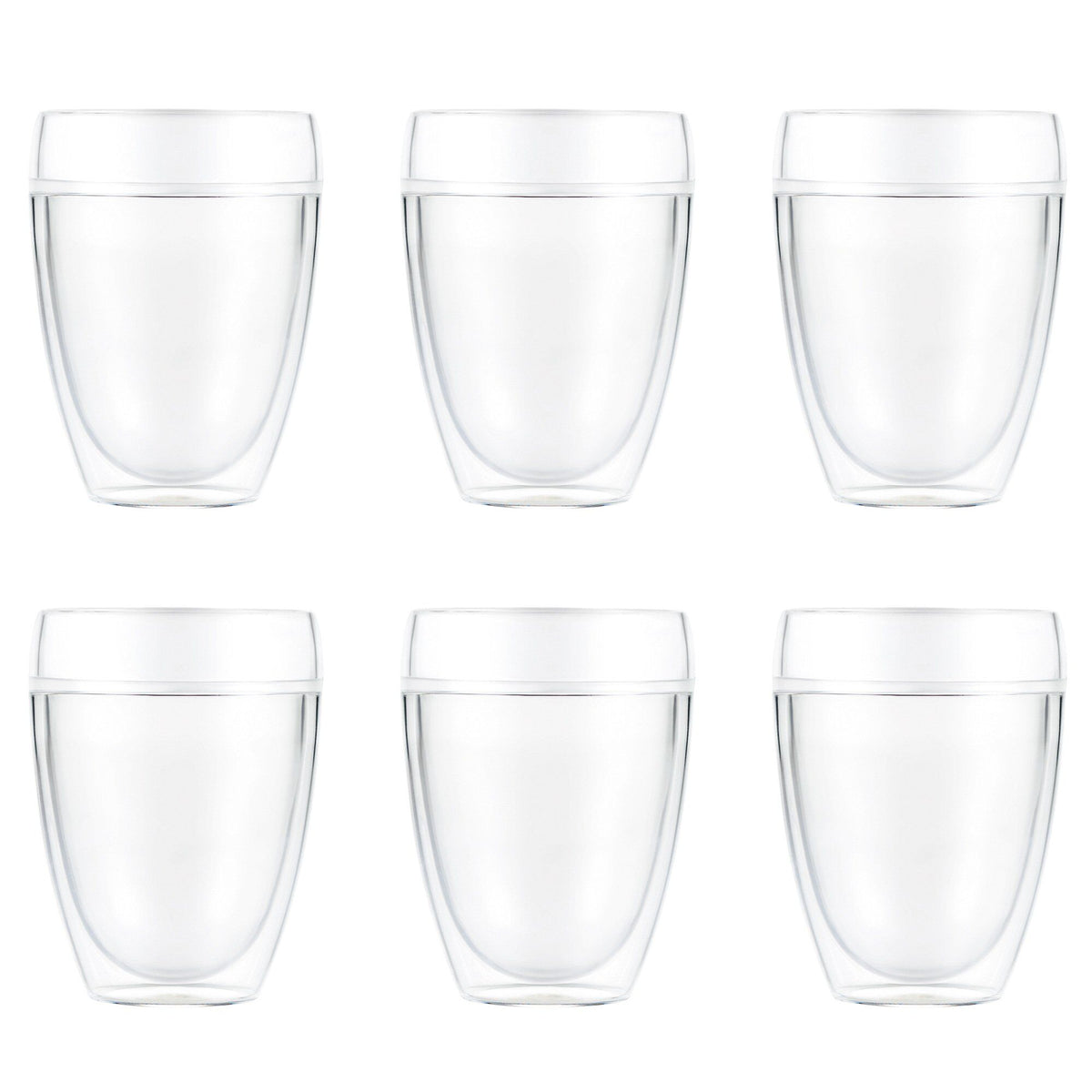 Seks dobbeltvæggede Bodum Pavina Outdoor krus i SAN-plast, 35 cl