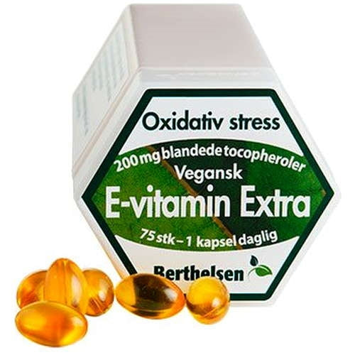 Pakning med E-vitamin Extra, 75 kapsler, fra Berthelsen