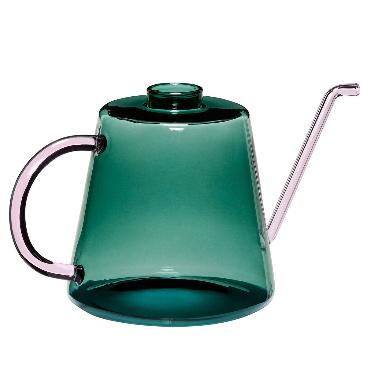 Hübsch Flora vandkande i mørkegrønt og lyserødt mundblæst glas, 23 cm