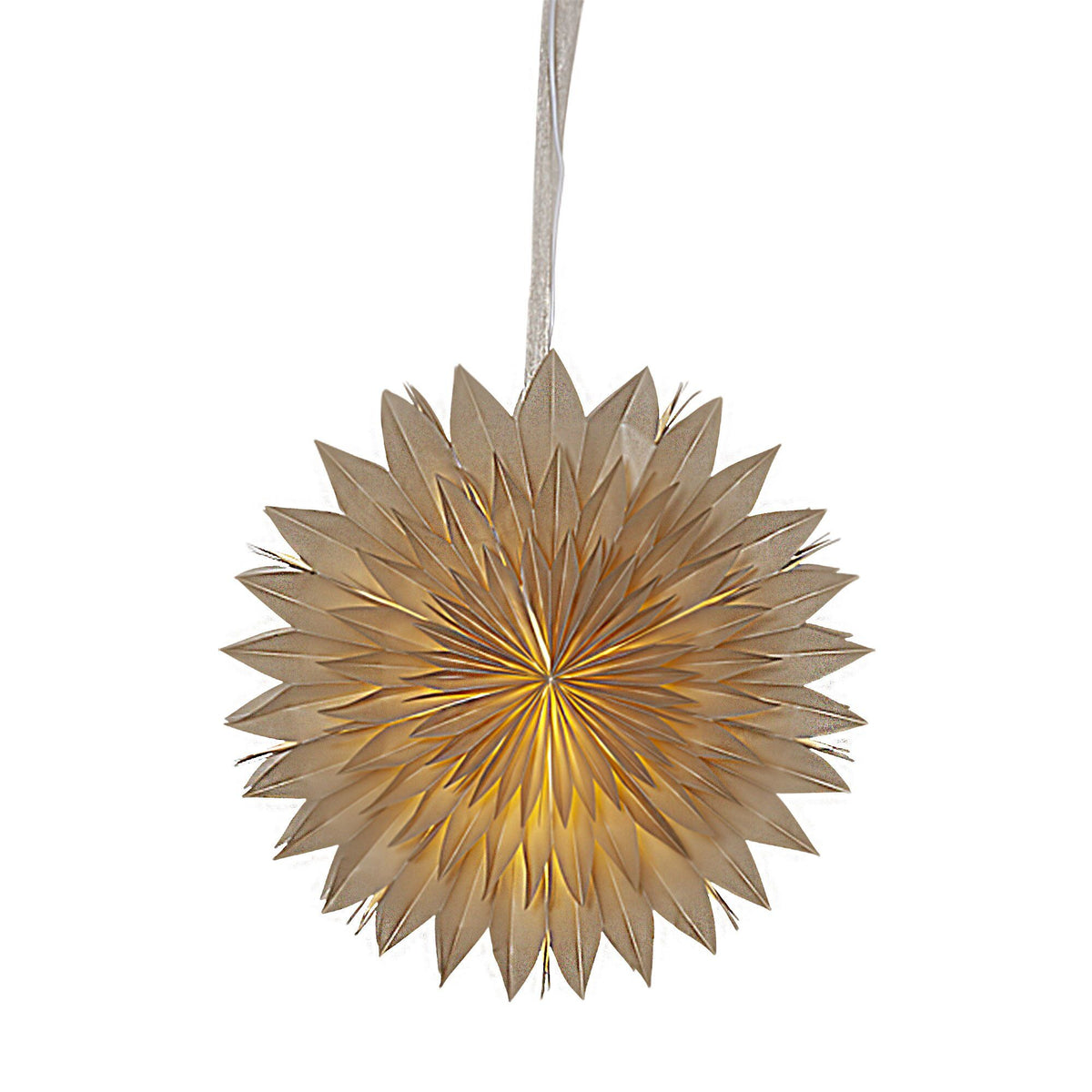 Beige papirsstjerne i tre lag foldet papir, 50 cm, fra Star Trading