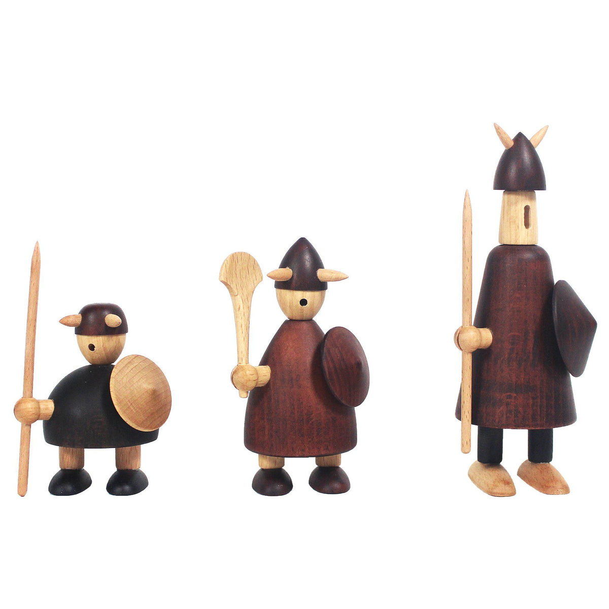 Andersen Furniture The Vikings of Denmark, tre vikingefigurer i massivt bøgetræ