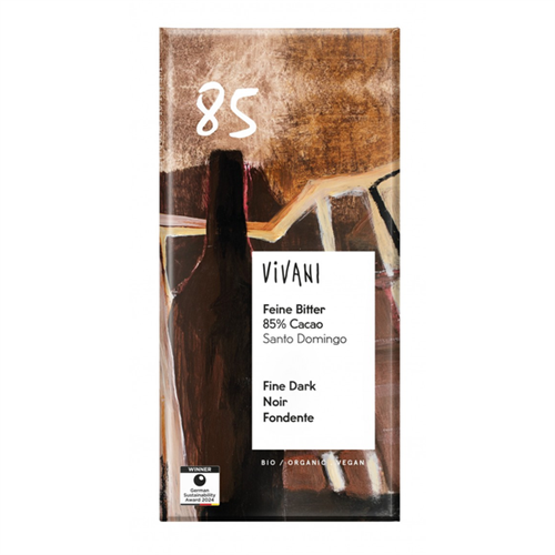 Tavle økologisk mørk chokolade 85 procent, 80 gram, fra Vivani