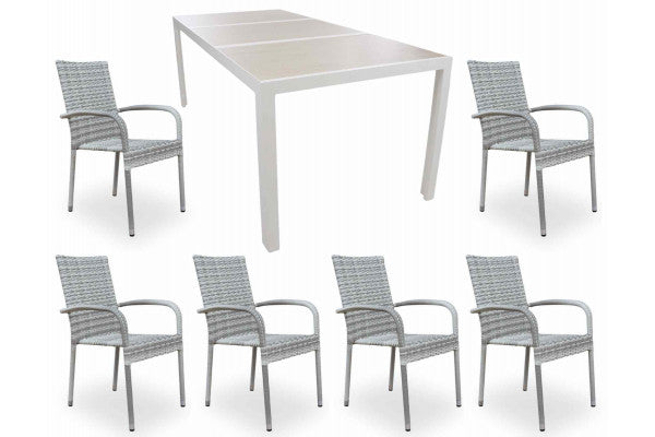 Se Fanø Geneve Keramik Havemøbelsæt - 90x195 cm - Lysgrå ❤ Billig fragt • Hurtig levering - Varenummer: Havemøbelland-DK4189 - Udsalg på HAVEMØBELSÆT - Vedligeholdelsesfrie havemøbelsæt Op til 61% rabat - Over 1.329 brands på online udsalg