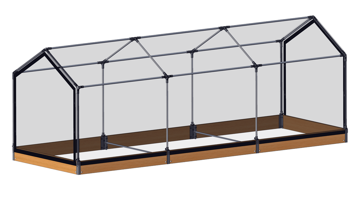 GrowCamp tunnelhøjbed i sibirisk lærk, 15 x 120 x 360 cm