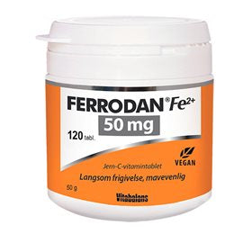 Se Vitabalans Ferrodan Fe2 + 50 mg - 120 tab. ✔ Kæmpe udvalg i Bolig Magasin - Køb online på udsalg og tilbud lige nu ✔ Hurtig levering til lave fragtpriser - Varenummer: Helsegrossisten-29927 og 6410530055182 på lager - Udsalg på Sundhed > Mezina > Jern Store besparelser – op til 77% - Shop over 2.281 kendte mærker på udsalg